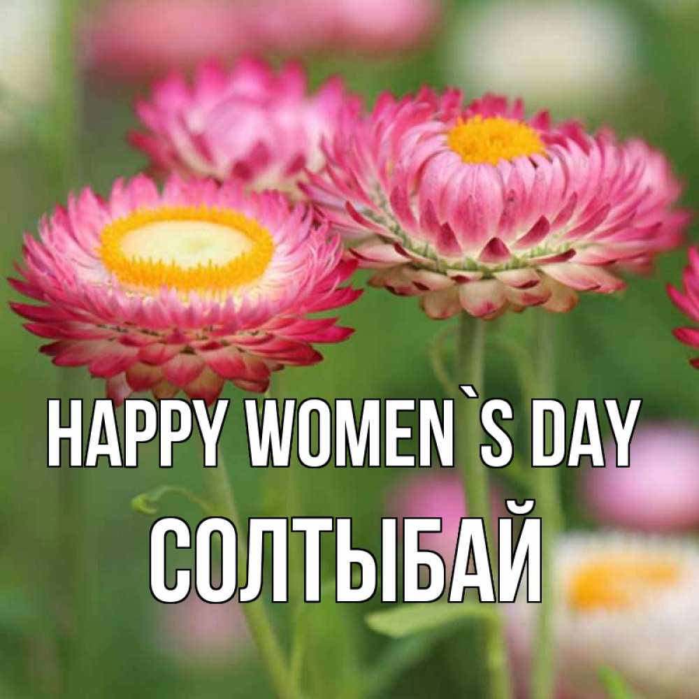 Greetings card с именем, СОЛТЫБАЙ happy women`s day подарок на международный женский день Greetings with text for free download 